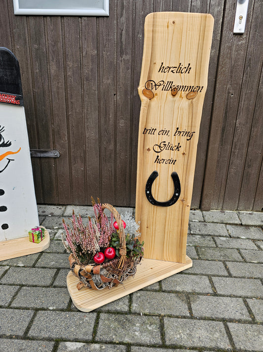 Holzstele mit Hufeisen - Lilis Shop